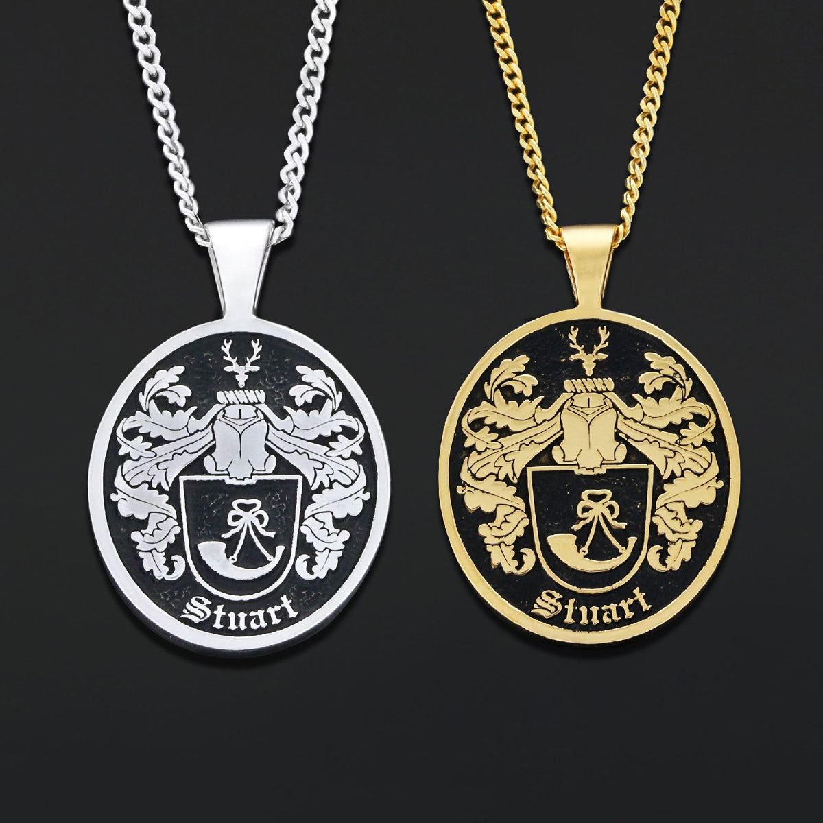 Oval Raised Family Crest Pendant