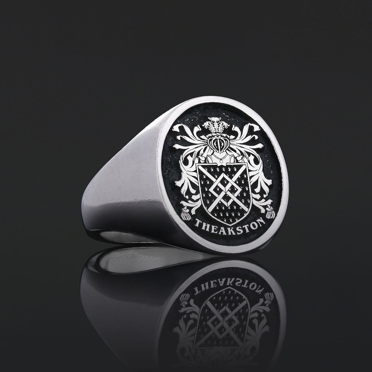 Oval Raised Family Crest Ring - view 3