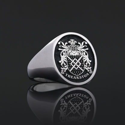 Oval Raised Family Crest Ring by SWISS PLUS - Family Collection - view 3