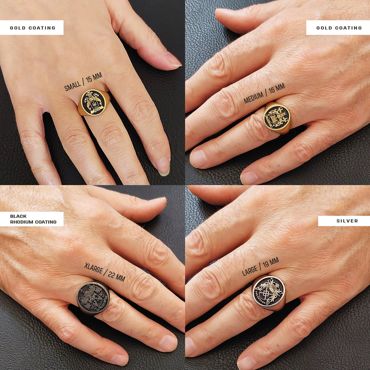 Oval Raised Family Crest Ring - view 7