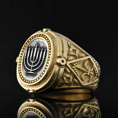 Oval Silver Menorah Ring by SWISS PLUS - Jewish Collection - view 4