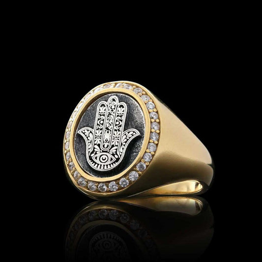 Oval Special Design 925 Sterling Silver Hamsa Women Ring by SWISS PLUS - 925 Sterling Silver Rings for Men & Women - view 2