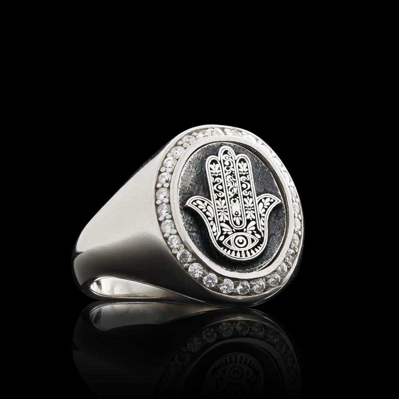 Oval Special Design 925 Sterling Silver Hamsa Women Ring