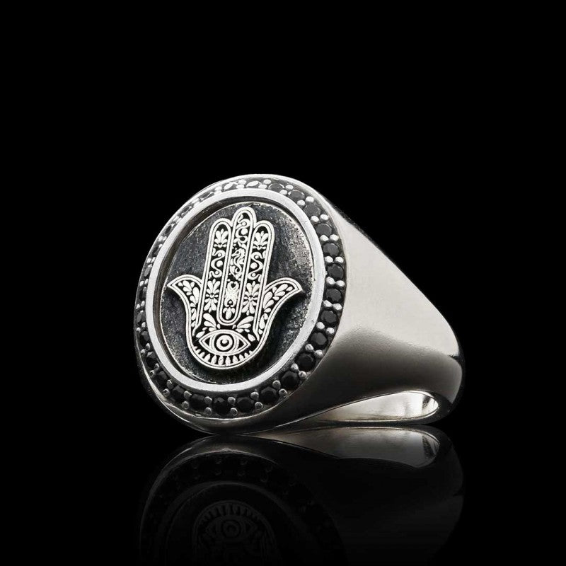 Oval Special Design 925 Sterling Silver Hamsa Women Ring