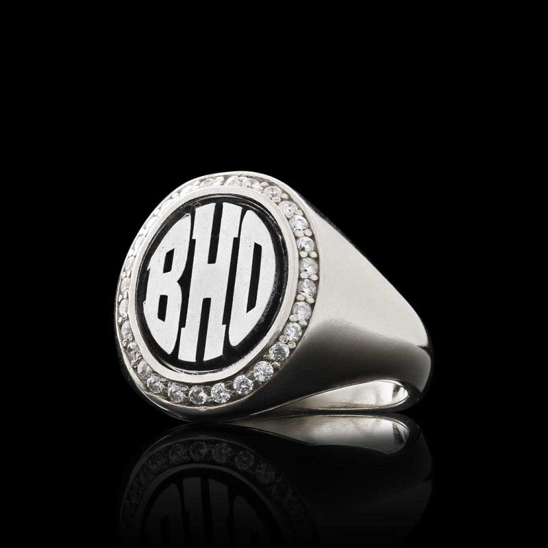 Oval Special Design 925 Sterling Silver Monogram Letter Women Ring - view 3