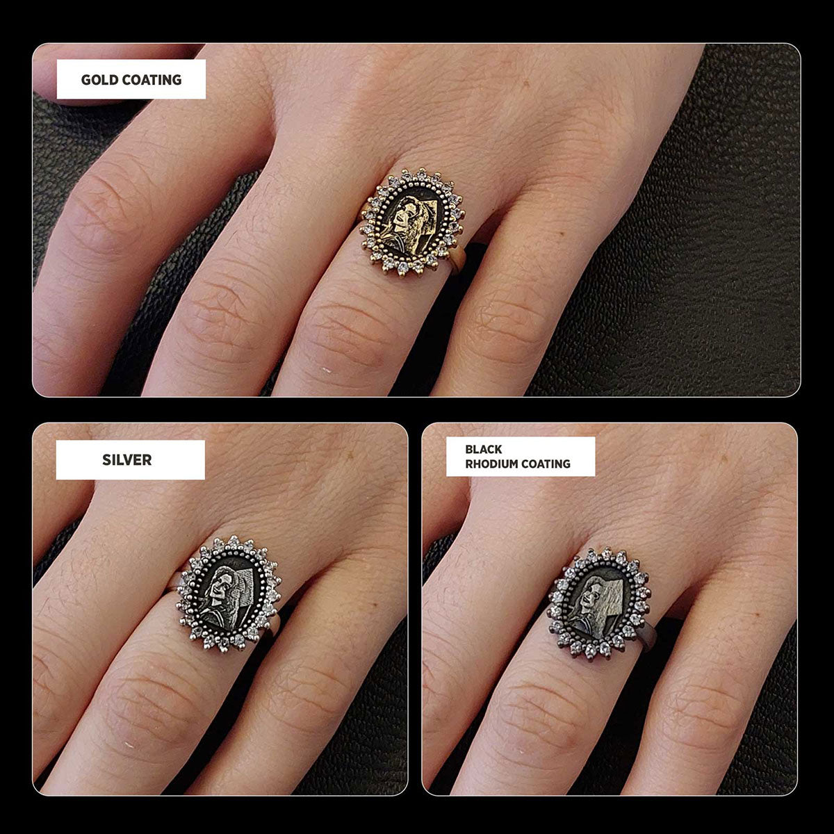 Oval Stone Photo Ring, Personalized Photo Ring, Lover Gift Ring, Women's Accessory, Special Production Photo Ring - view 6