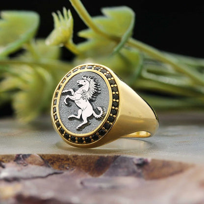 Oval Stone Special Sterling Silver Handmade Unicorn Women Ring by SWISS PLUS - 925 Sterling Silver Rings for Men & Women