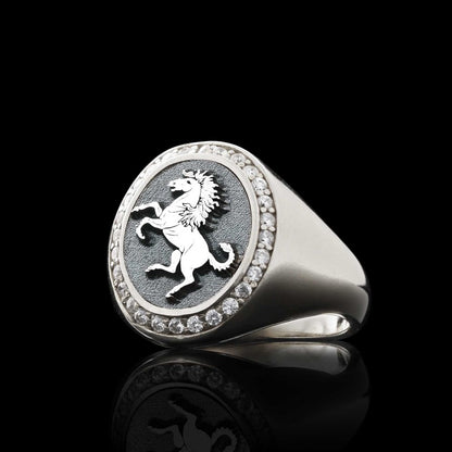 Oval Stone Special Sterling Silver Handmade Unicorn Women Ring by SWISS PLUS - 925 Sterling Silver Rings for Men & Women - vi