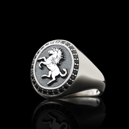 Oval Stone Special Sterling Silver Handmade Unicorn Women Ring by SWISS PLUS - 925 Sterling Silver Rings for Men & Women - vi