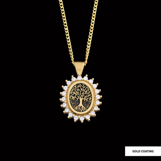 Oval Tree of Life Necklace, Family Tree Necklace, Christian Tree of Life Necklace, Silver Christian Pendants Gold Coating