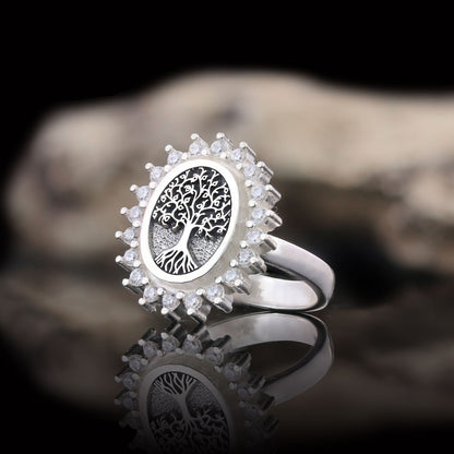 Oval Tree of Life Ring, Family Tree Ring, Christian Tree of Life Ring, Silver Christian Ring by SWISS PLUS - Family Collectio