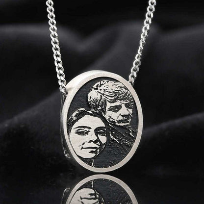 Oval Unique Design Silver Love Photo Pendant by SWISS PLUS - Photo Collection - view 3