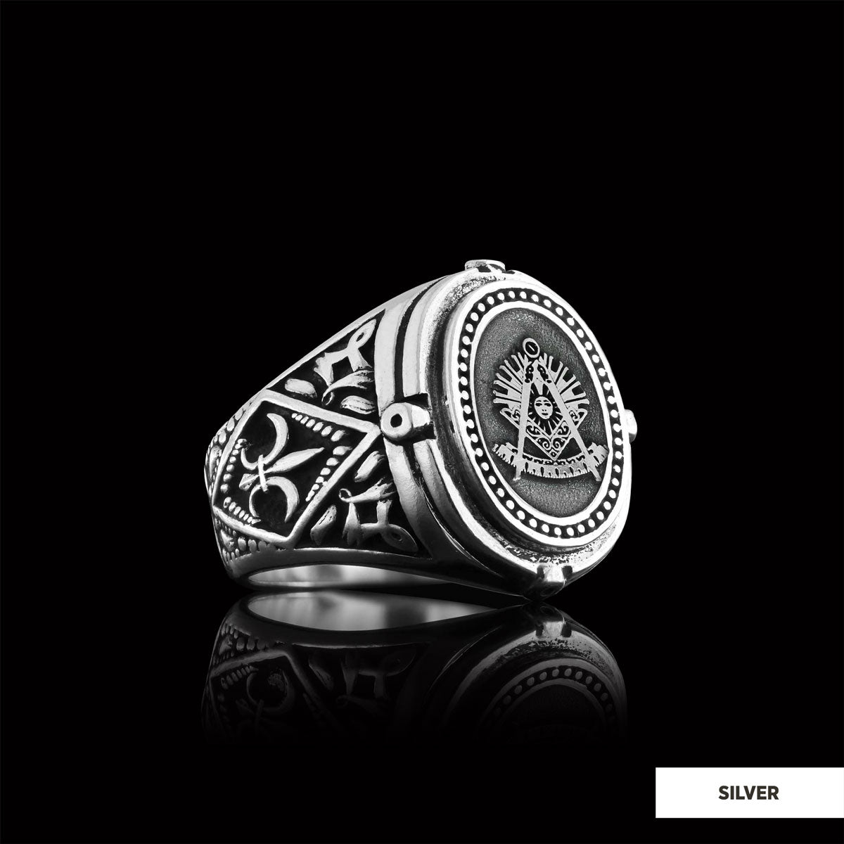 Past Master Masonic Ring, Celtic Lodge Masonic Ring, Round Mason Ring, Ancient Lodge Mason Ring - view 4