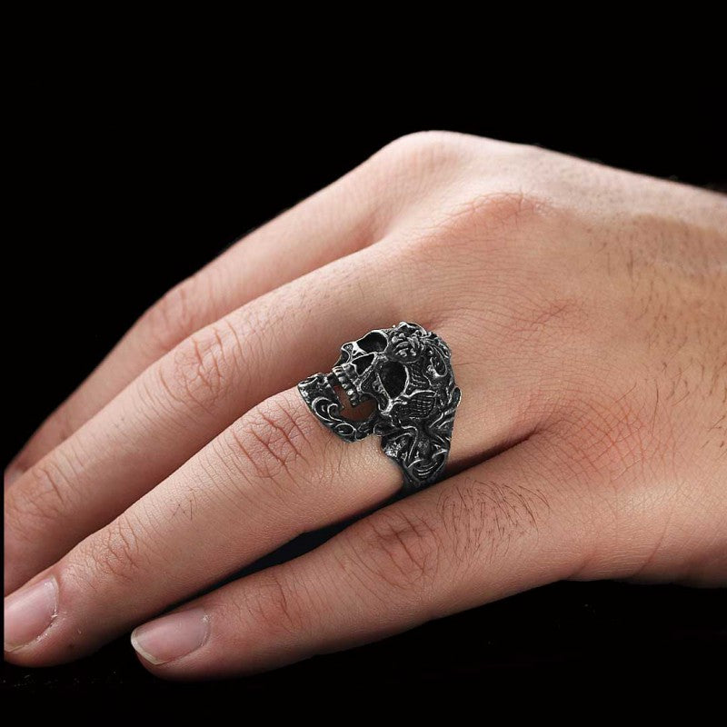 Patterned Skull Ring