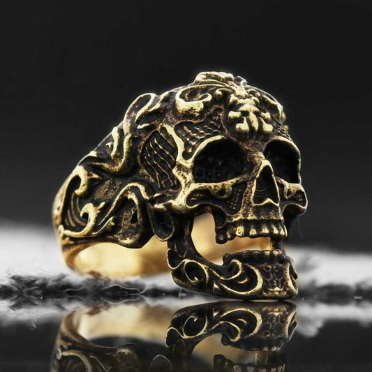 Patterned Skull Ring - view 1
