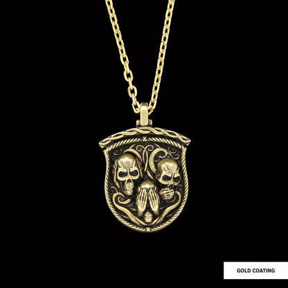 Pendant I Do Not See Nor Hear Nor Speak Gold Coating-Chain by SWISS PLUS - Jewish Collection