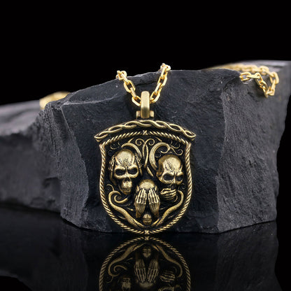 Pendant I Do Not See Nor Hear Nor Speak Gold Coating-Chain by SWISS PLUS - Jewish Collection - view 4