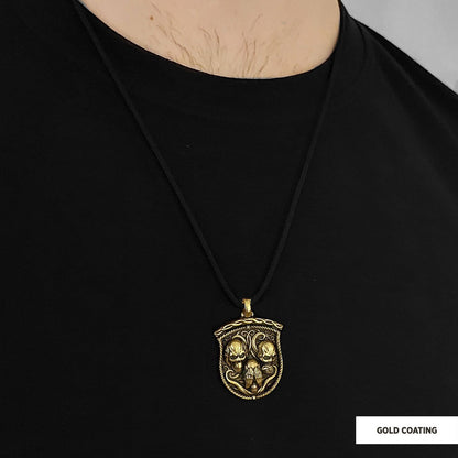 Pendant I Do Not See Nor Hear Nor Speak Gold Coating-Cord by SWISS PLUS - Unique Pendants & Cool Design Necklaces