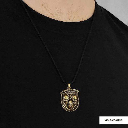Pendant I Do Not See Nor Hear Nor Speak Gold Coating-Cord