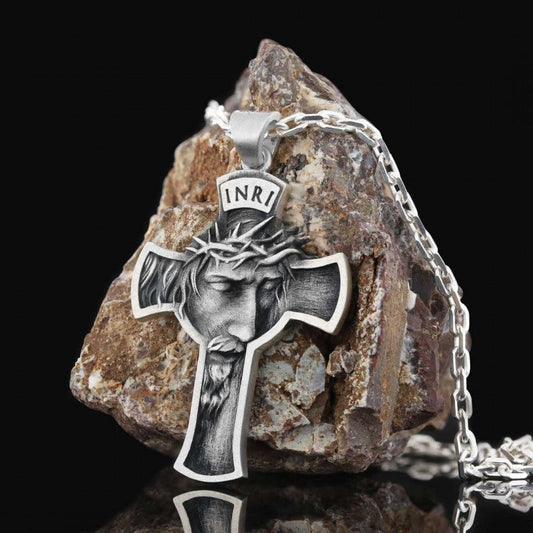 Jesus Cross Sterling Silver Necklace