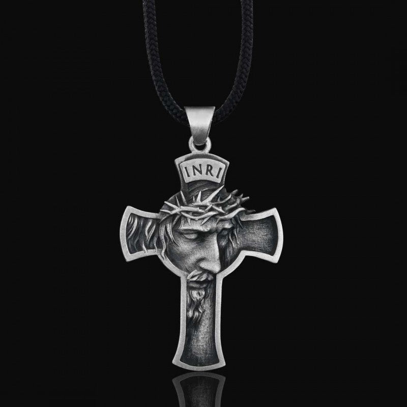 Jesus Cross Sterling Silver Necklace