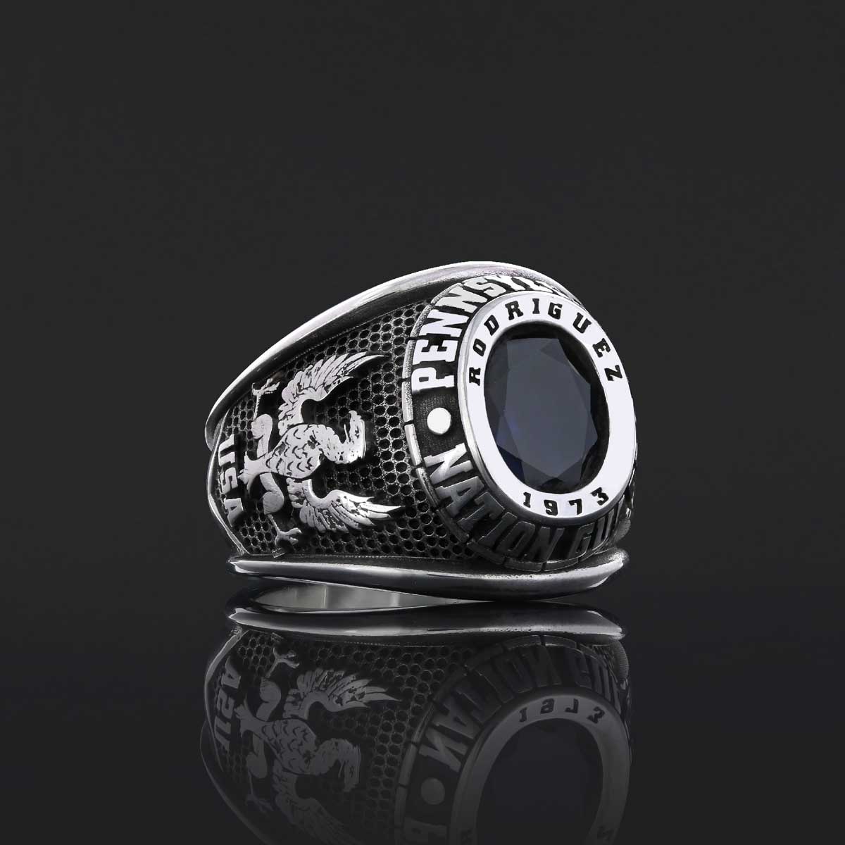 Pennsylvania Nation Guard University Ring, Customized High School Ring, Class Ring, Graduation Collage Ring - view 1