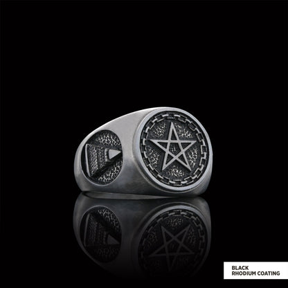 Pentagram Masonic Ring, Mystic Pentagram Masonic Ring – A Symbol of Ancient Wisdom and Eternal Brotherhood, Crafted to Honor 