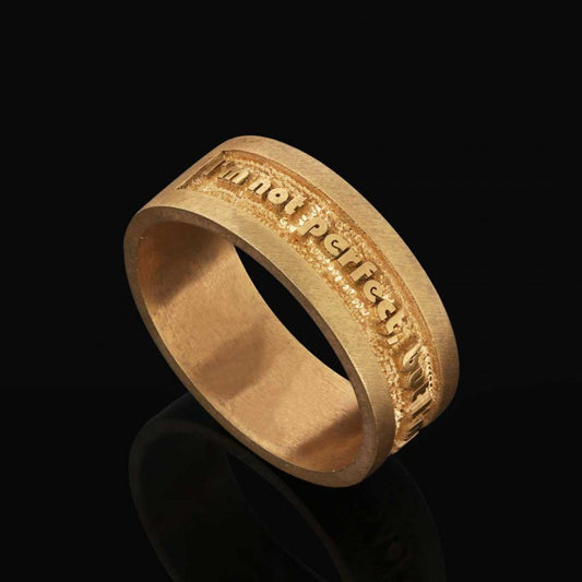 Perfect but Loyal Motto Band Ring