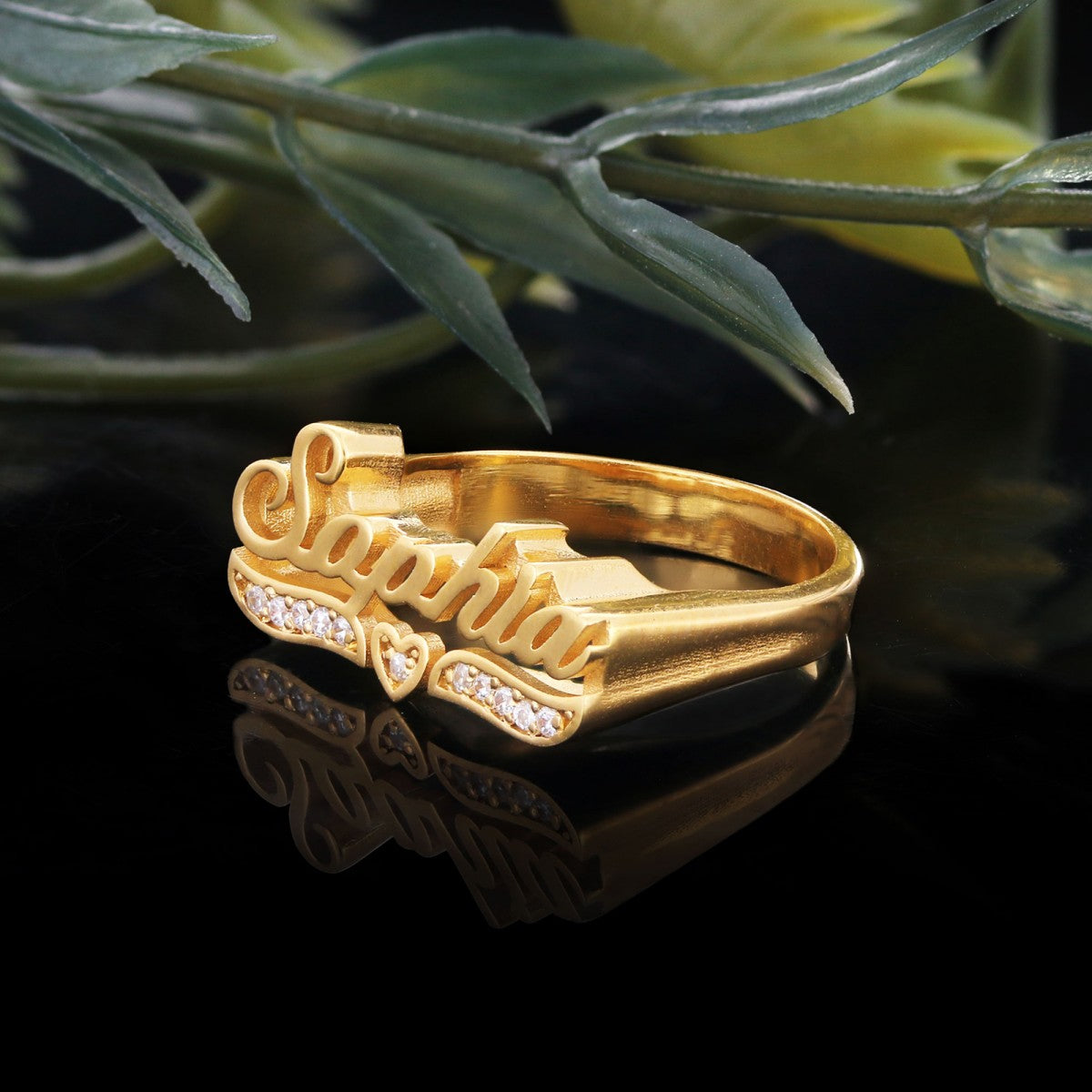 Personalized Design Silver Ring with Stone by SWISS PLUS - Letter Collection