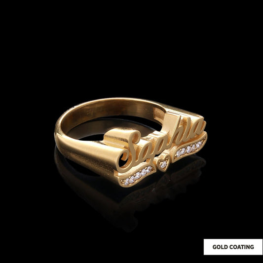 Personalized Design Silver Ring with Stone by SWISS PLUS - Letter Collection - view 2