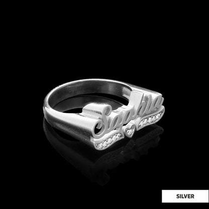 Personalized Design Silver Ring with Stone by SWISS PLUS - Letter Collection - view 4