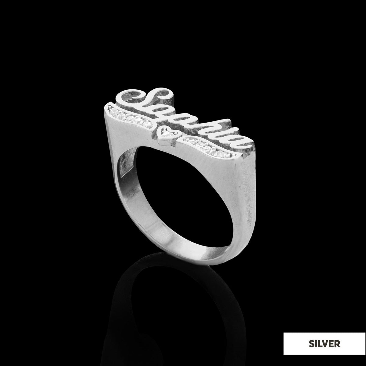 Personalized Design Silver Ring with Stone by SWISS PLUS - Letter Collection - view 5