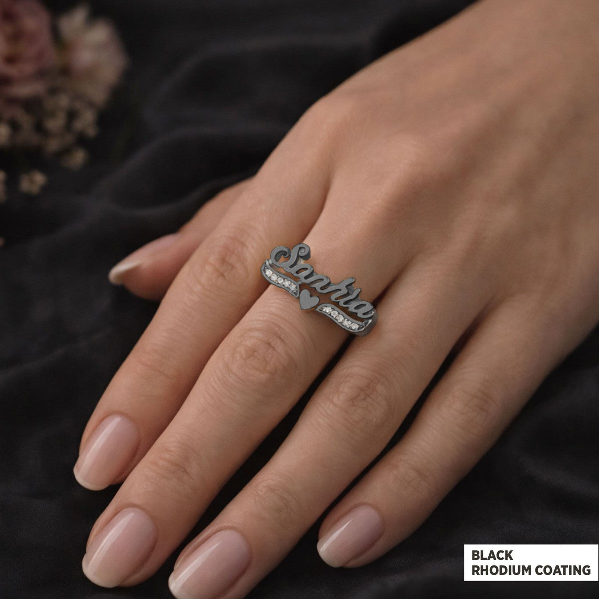 Personalized Design Silver Ring with Stone by SWISS PLUS - Letter Collection - view 7