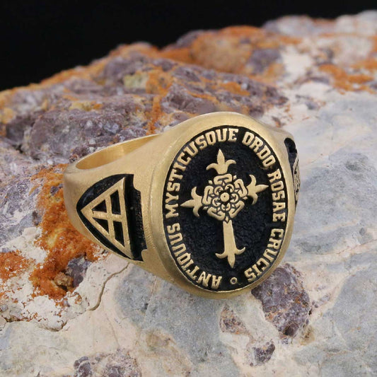 Personalized Rosae Crucis Ring, A Sacred and Symbolic Accessory - view 1