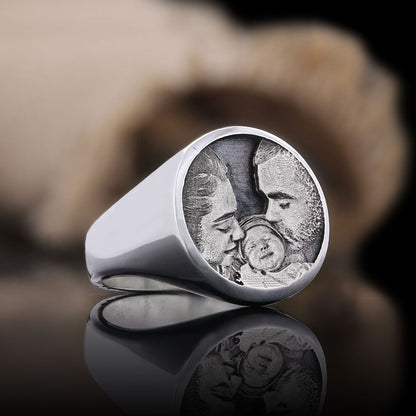 Personalized Round Photo Ring, Wear Your Memories, Family Photo Ring by SWISS PLUS - Photo Collection