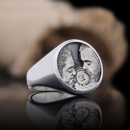 Personalized Round Photo Ring, Wear Your Memories, Family Photo Ring - view 1