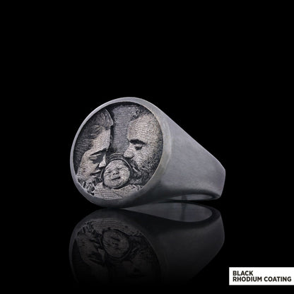 Personalized Round Photo Ring, Wear Your Memories, Family Photo Ring by SWISS PLUS - Photo Collection - view 2