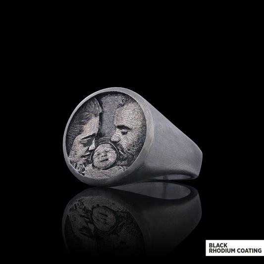 Personalized Round Photo Ring, Wear Your Memories, Family Photo Ring by SWISS PLUS - Photo Collection - view 2