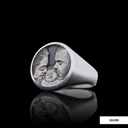 Personalized Round Photo Ring, Wear Your Memories, Family Photo Ring by SWISS PLUS - Photo Collection - view 3