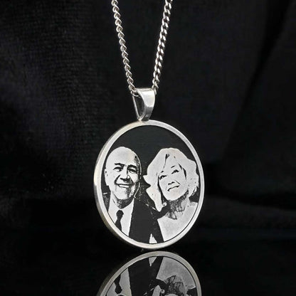 Senior Couple Photo Silver Pendant by SWISS PLUS - Photo Collection - view 3