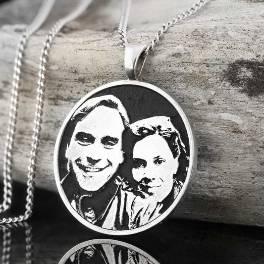 Round Custom Design Silver Darling Photo Pendant