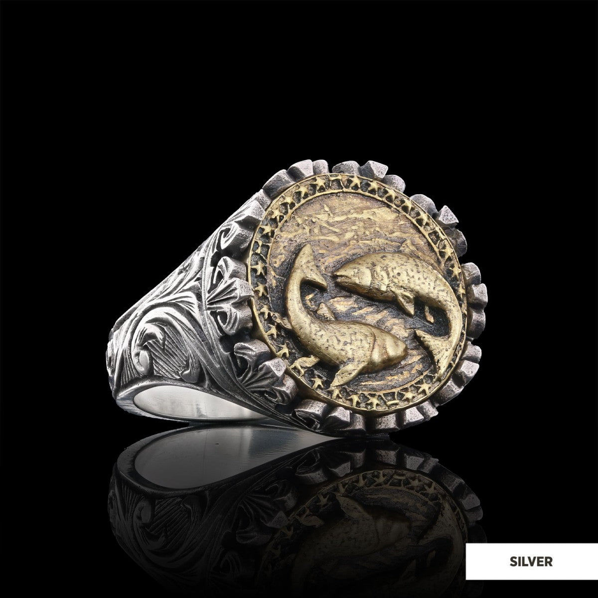 Pisces Sign Ring, 925 Sterling Silver Pisces Sign Ring by SWISS PLUS - Zodiac Collection - view 2