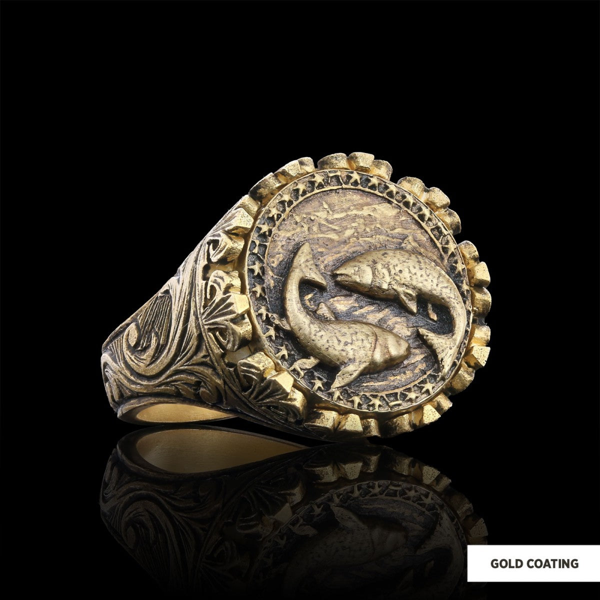 Pisces Sign Ring, 925 Sterling Silver Pisces Sign Ring by SWISS PLUS - Zodiac Collection - view 3