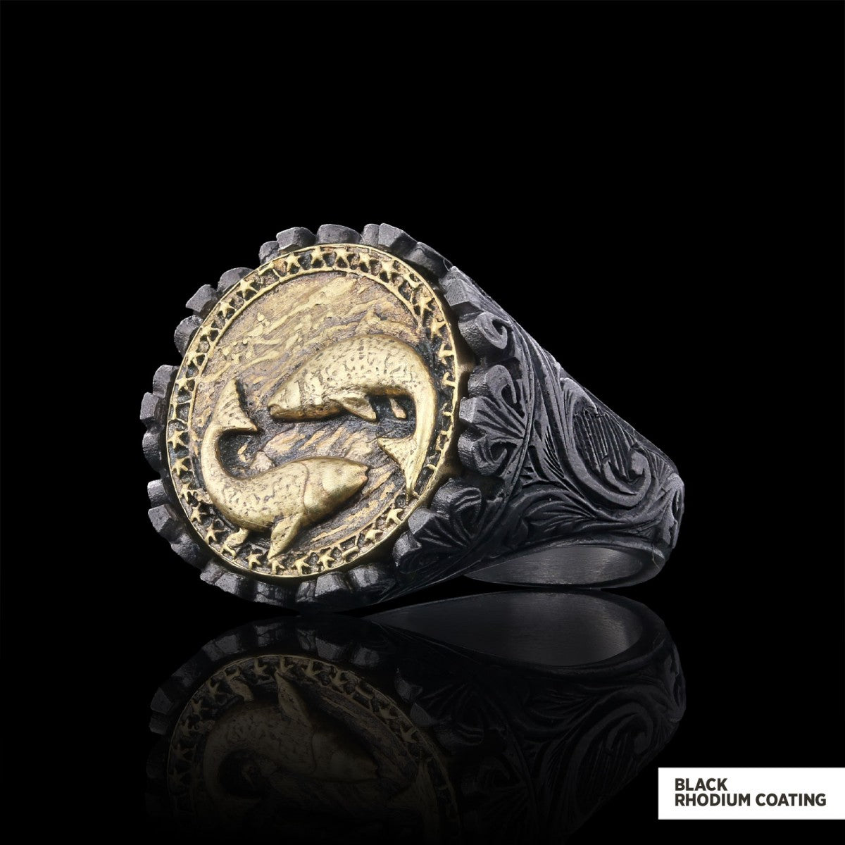 Pisces Sign Ring, 925 Sterling Silver Pisces Sign Ring by SWISS PLUS - Zodiac Collection - view 4