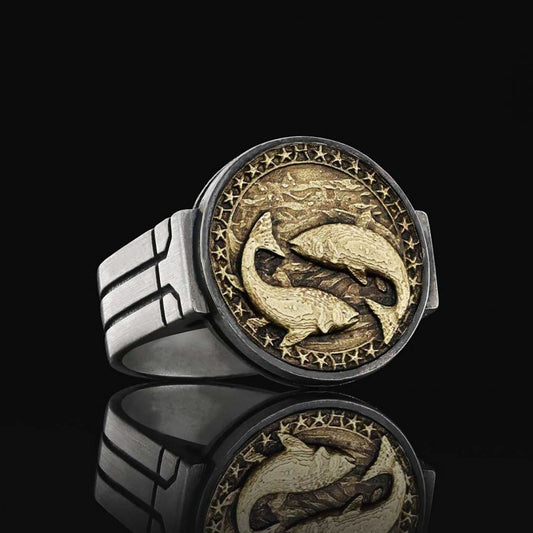Pisces Zodiac Round Ring - view 2