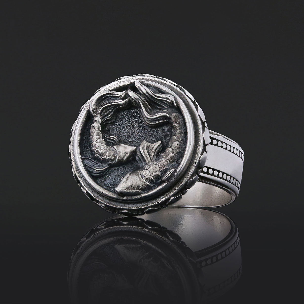 Pisces Zodiac Silver Ring - view 3