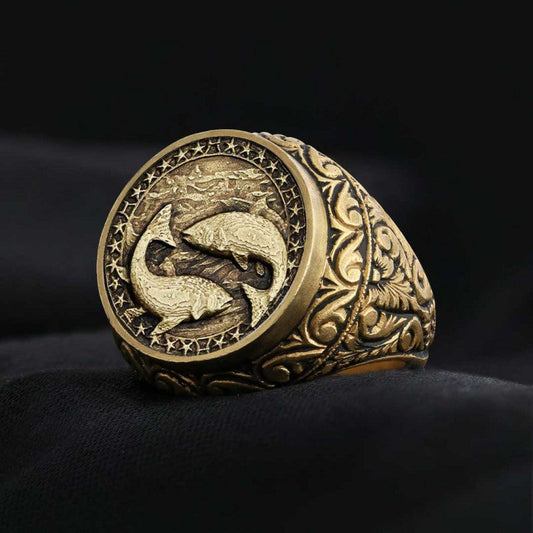 Pisces Zodiac Silver Ring