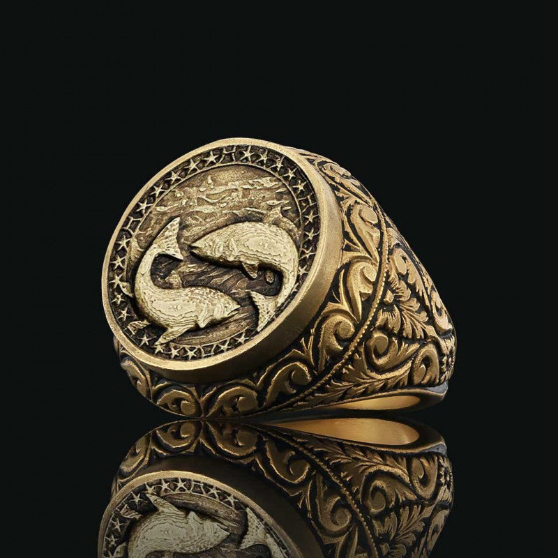 Pisces Zodiac Silver Ring