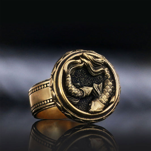 Pisces Zodiac Silver Ring - view 1