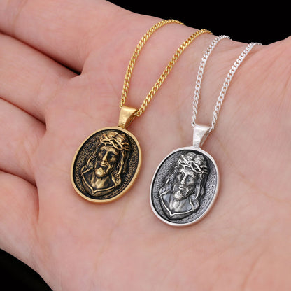 Religious Silver Necklace, 3D Silver Jesus Pendant, Religious Gift, Religious Christian Jewelry, Christ Accessor Gold Coating